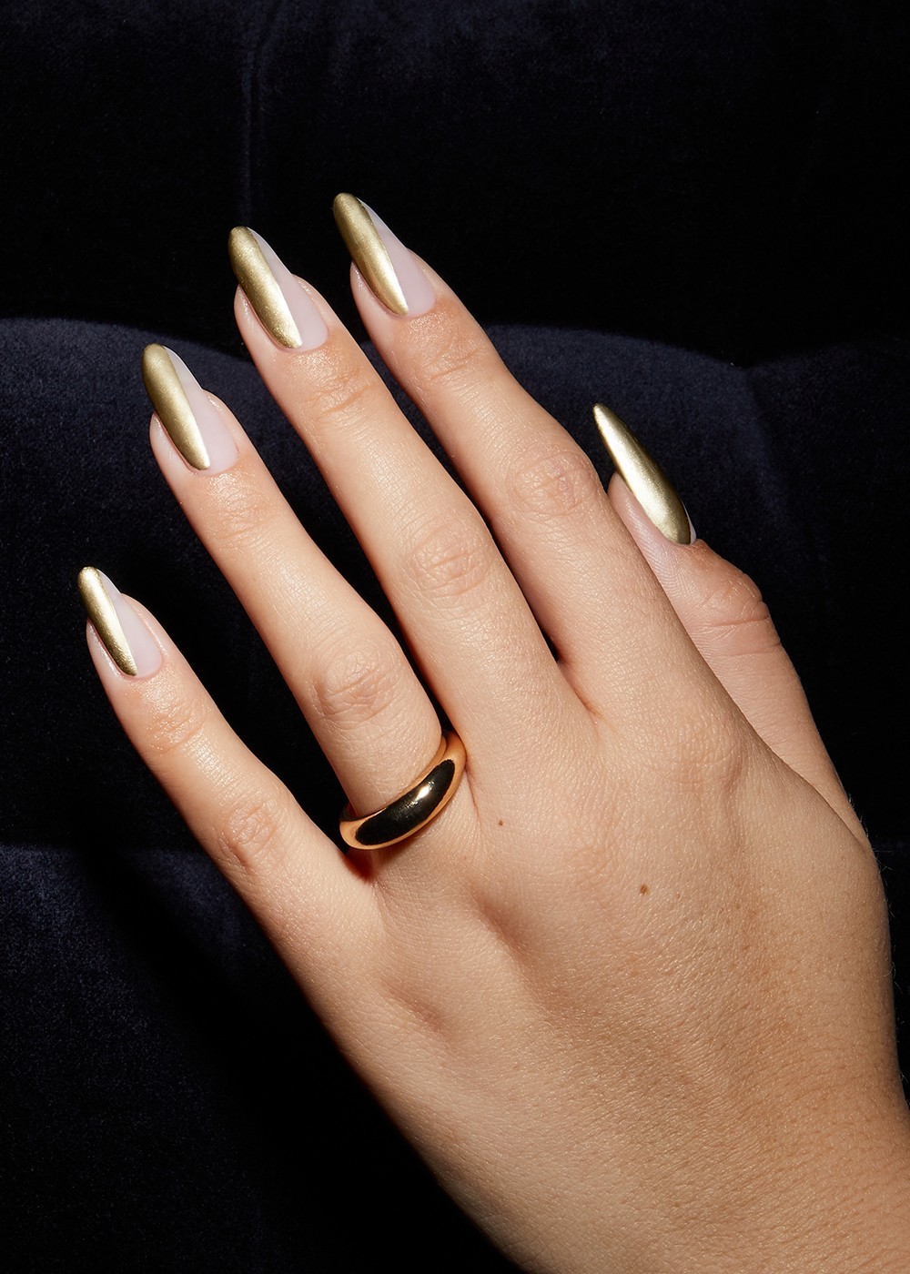 half gold foil nails